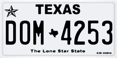 TX license plate DOM4253