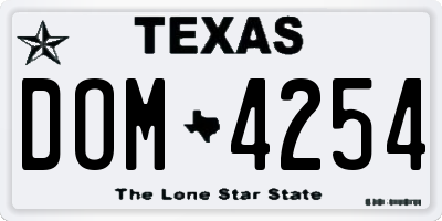 TX license plate DOM4254
