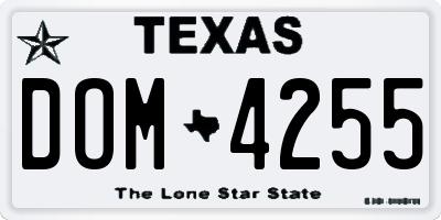 TX license plate DOM4255