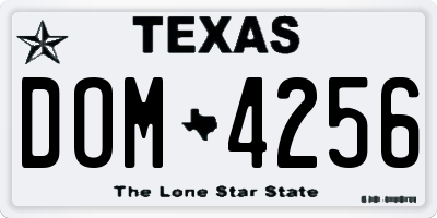 TX license plate DOM4256
