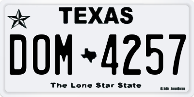 TX license plate DOM4257