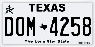 TX license plate DOM4258