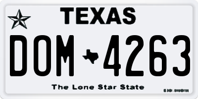 TX license plate DOM4263