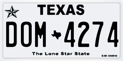 TX license plate DOM4274