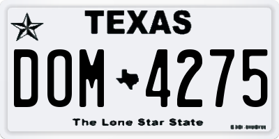 TX license plate DOM4275
