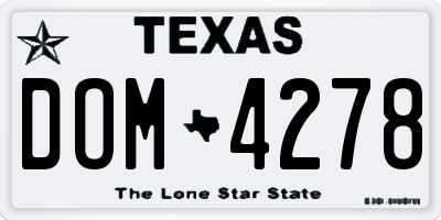 TX license plate DOM4278