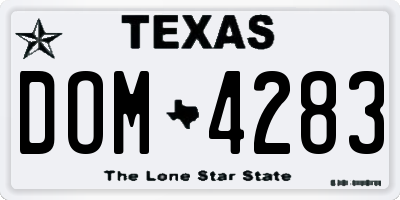TX license plate DOM4283
