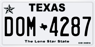 TX license plate DOM4287