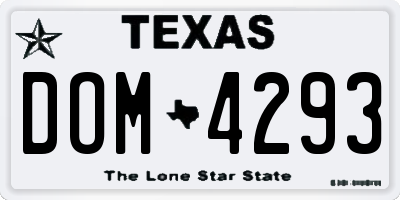 TX license plate DOM4293