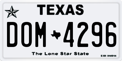TX license plate DOM4296