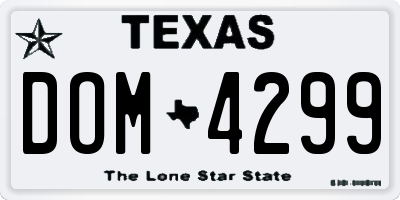 TX license plate DOM4299