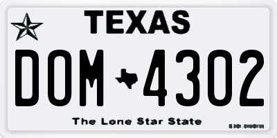 TX license plate DOM4302