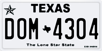TX license plate DOM4304