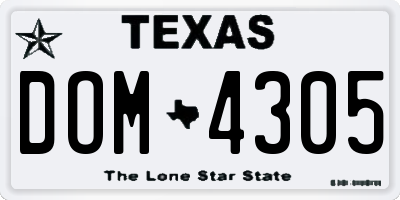 TX license plate DOM4305