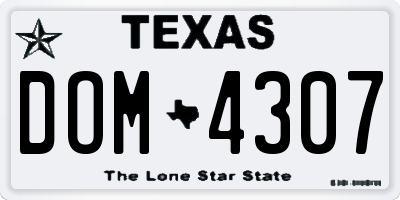 TX license plate DOM4307