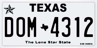 TX license plate DOM4312