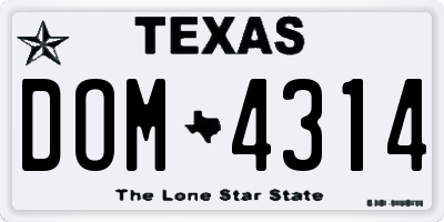 TX license plate DOM4314