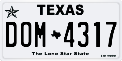 TX license plate DOM4317