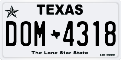 TX license plate DOM4318