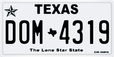 TX license plate DOM4319