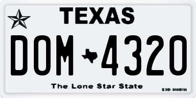 TX license plate DOM4320