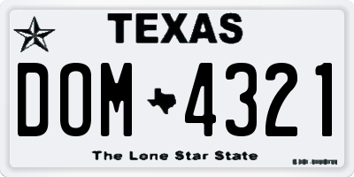 TX license plate DOM4321