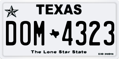 TX license plate DOM4323