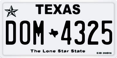 TX license plate DOM4325