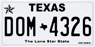 TX license plate DOM4326