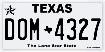 TX license plate DOM4327