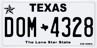 TX license plate DOM4328