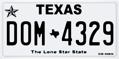 TX license plate DOM4329