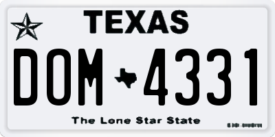 TX license plate DOM4331
