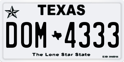 TX license plate DOM4333
