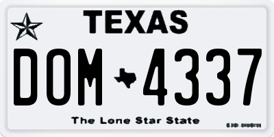 TX license plate DOM4337