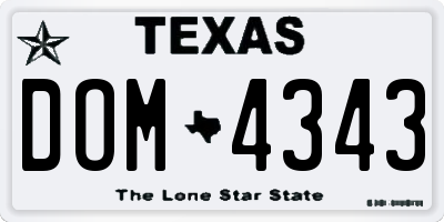TX license plate DOM4343