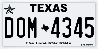 TX license plate DOM4345