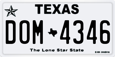 TX license plate DOM4346