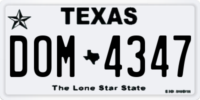 TX license plate DOM4347