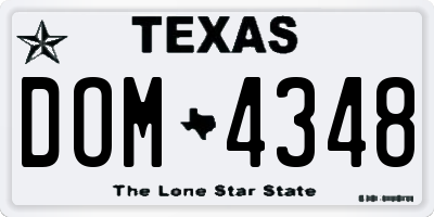 TX license plate DOM4348