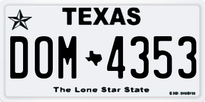 TX license plate DOM4353