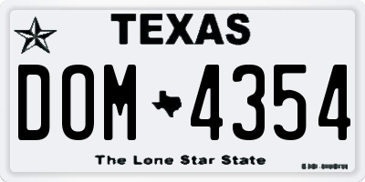 TX license plate DOM4354