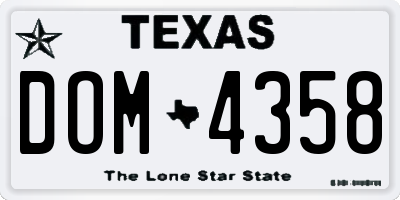 TX license plate DOM4358