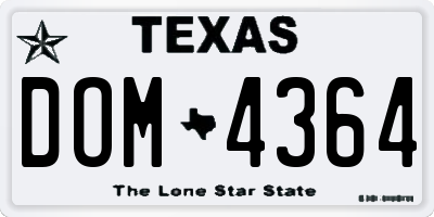 TX license plate DOM4364
