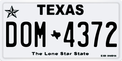 TX license plate DOM4372