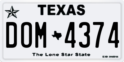 TX license plate DOM4374
