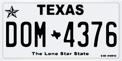 TX license plate DOM4376
