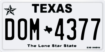 TX license plate DOM4377