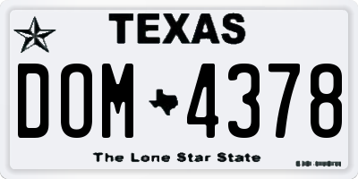 TX license plate DOM4378