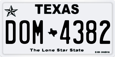 TX license plate DOM4382